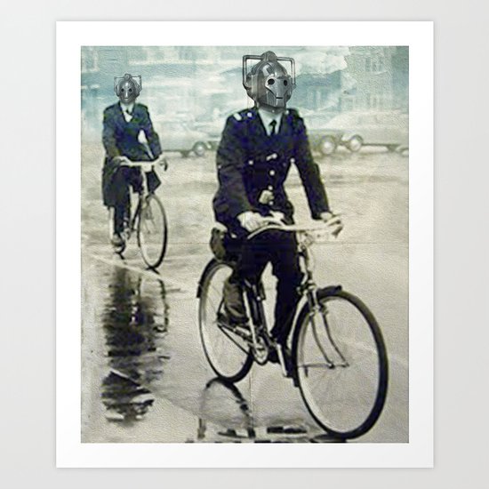 Cybermen on bikes Art Print