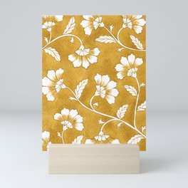Yellow Ochre Watercolor Floral Pattern Mini Art Print