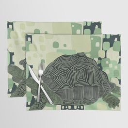Sweet tortoise on a pastel block patterned background Placemat