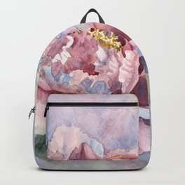 Pink Peonies Watercolor Flowers Peony Painting Floral art print Backpack
