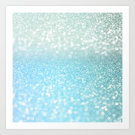 Mermaid Sea Foam Ocean Ombre Glitter Art Print