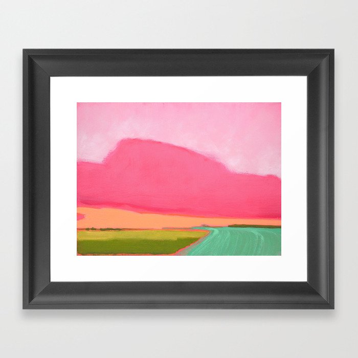 Pink and green abstract landscape - Memorial Day, Revisited Framed Art Print