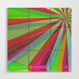 Green pink pop art rays Wood Wall Art