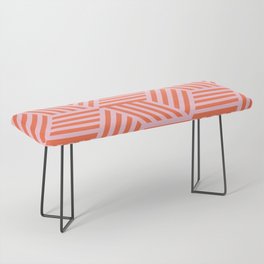 Geometric Coral and Pink Pattern Bench