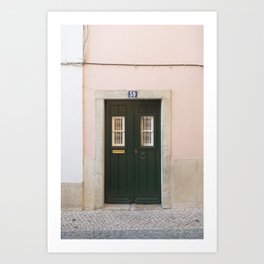 The green door nr. 59 art print - Lisbon architecture vintage street and travel photography Art Print
