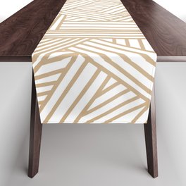 Sketchy Abstract (Tan & White Pattern) Table Runner