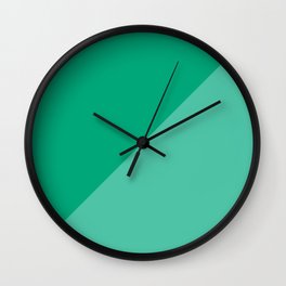 Triangle. Two colors. Biscay Green and Mint colors. Wall Clock