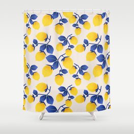 Lemons Blue Shower Curtain