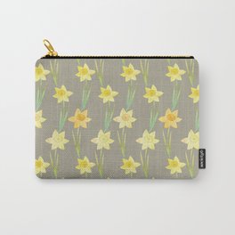 Yellow Watercolour Stemmed Daffodil Pattern Carry-All Pouch