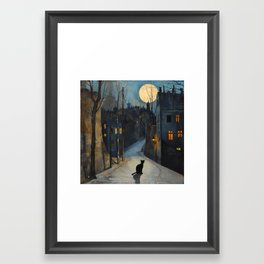 Moonlit Cat Framed Art Print