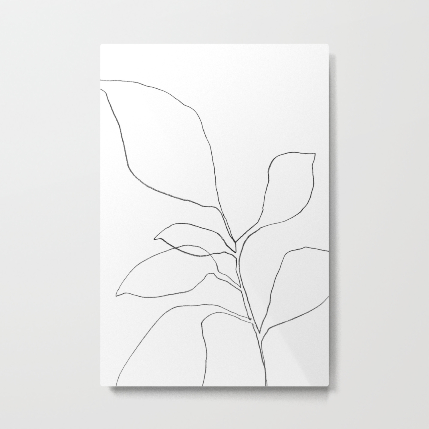 Six Leaf Plant Minimalist Botanical Line Drawing Metal Print By Mininst Society6