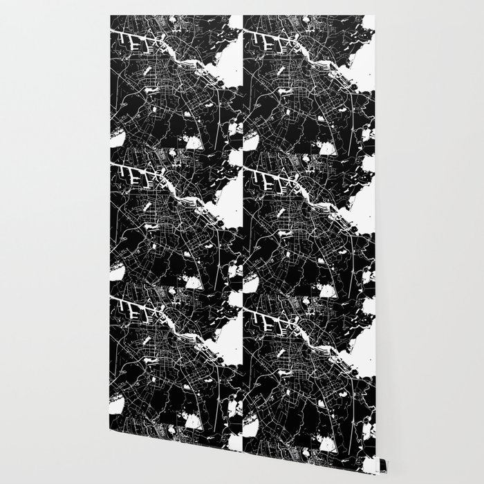 Amsterdam Black On White Street Map Wallpaper By Mapmaker Society6