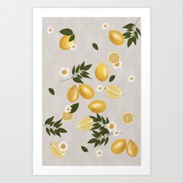 Lemons & Flowers Art Print