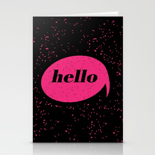 Hello in pink and black Stationery Cards