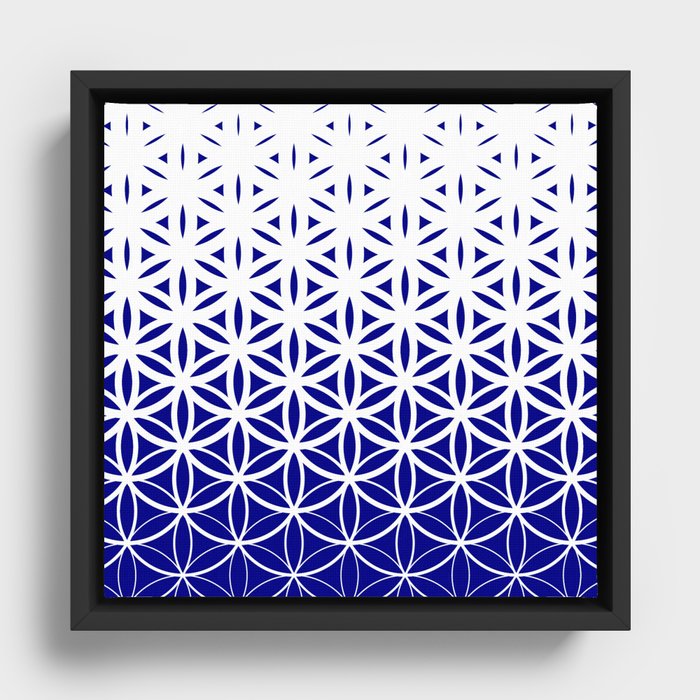 Sacred Geometry Dark Blue Framed Canvas