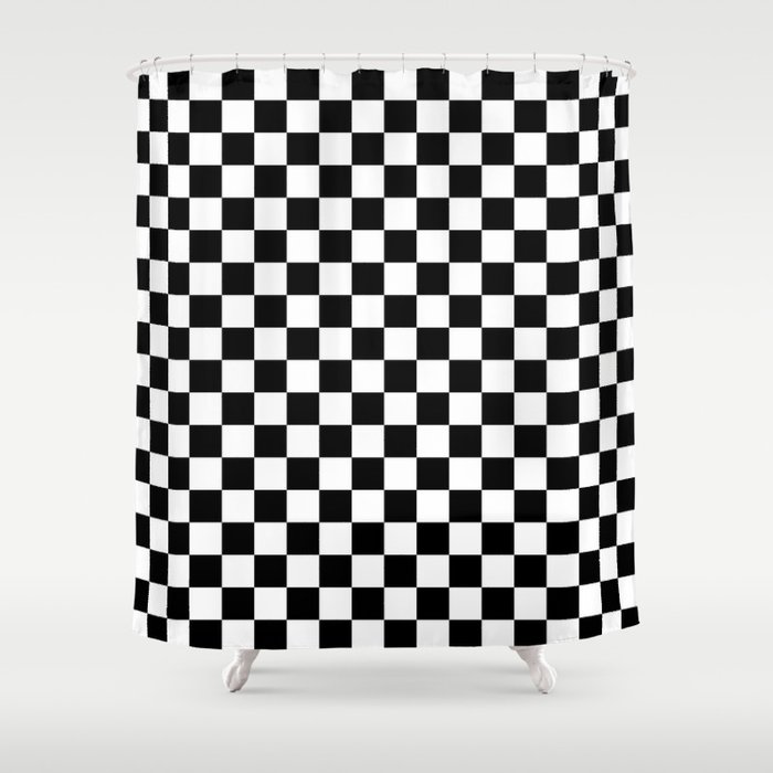 White and Black Checkerboard Shower Curtain