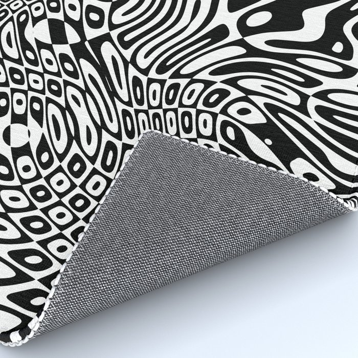 Black and white psychedelic optical illusion Rug by lebensartdesign