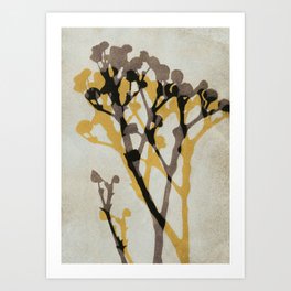 Echoes of Gypsophila / Yellow & Brown Art Print