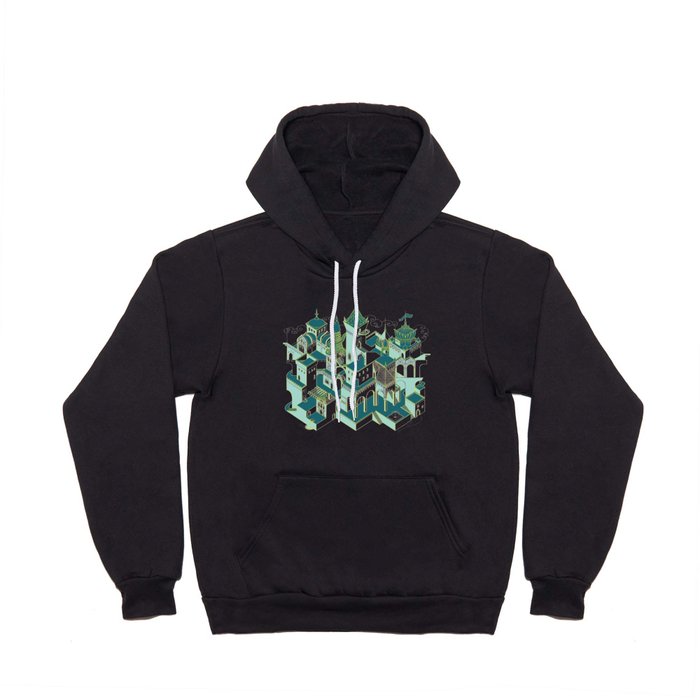 Babel architecture - night view green Hoody
