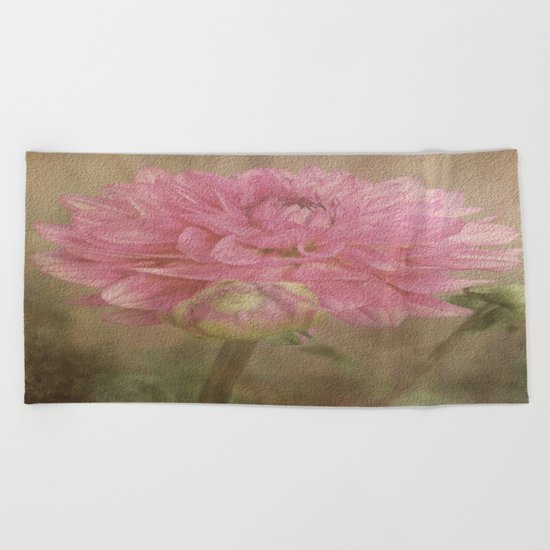 Soft Graceful Pink Painted Dahlia Beach Towel
