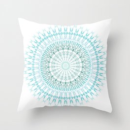 Turquoise White  | Modern Mandala Throw Pillow