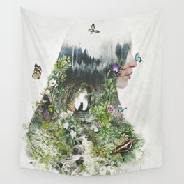Cat in the Garden of Your Mind Wall Tapestry