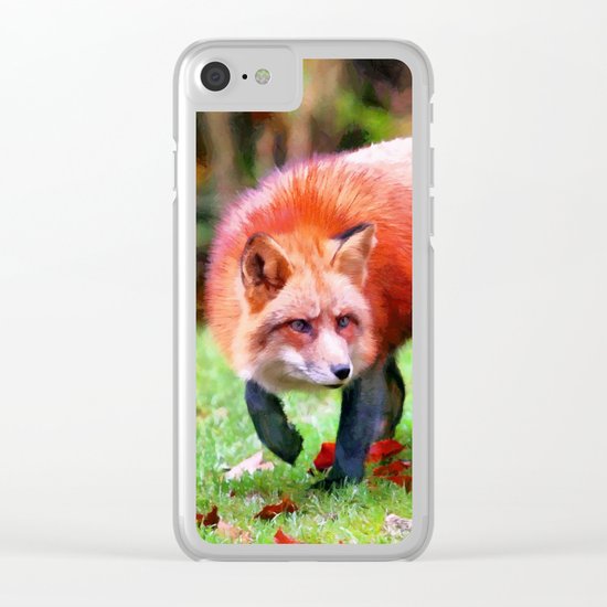 Autumn Fox hunting Clear iPhone Case