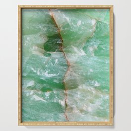 Crystalized Pale Green Quartz Slab with Copper Vein Serving Tray