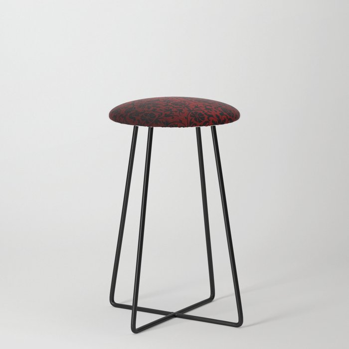 Dark Red and Black Damask Counter Stool