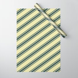 [ Thumbnail: Pale Goldenrod & Dark Slate Gray Colored Lined Pattern Wrapping Paper ]