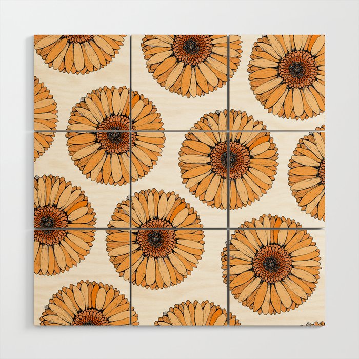 Orange Gerberas Wood Wall Art