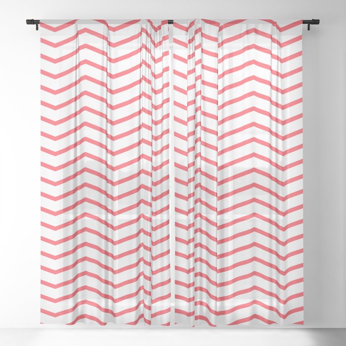 red zig zag lines Sheer Curtain