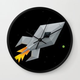 Cute Metal Rocket Ship Wall Clock