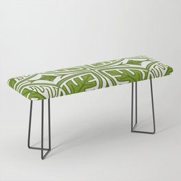 Modern Tropical Green and White Leaves  Bench