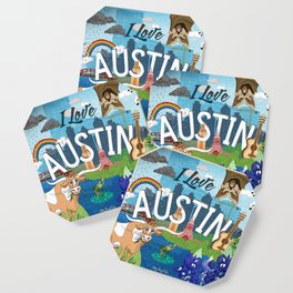 I Love Austin TX Coaster
