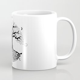 black and white tree of life with moon phases and celtic trinity knot II Coffee Mug