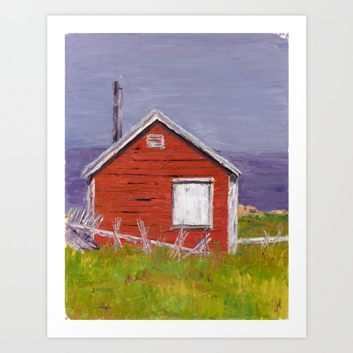 Red house in Newfoundland Art Print