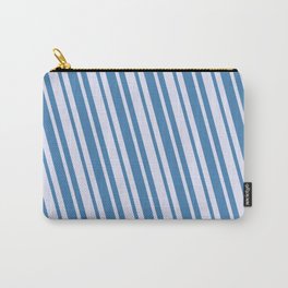 [ Thumbnail: Lavender and Blue Colored Striped/Lined Pattern Carry-All Pouch ]