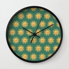 Retro Sunshine Emerald Green Wall Clock