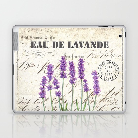 Lavender Antique Rustic Flowers Vintage Art Laptop & iPad Skin