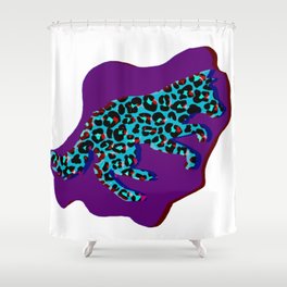 Glitch leopard wolf  Shower Curtain