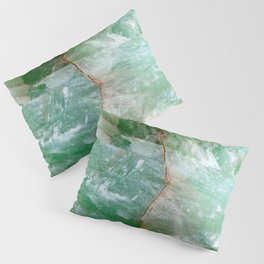 Crystalized Pale Green Quartz Slab with Copper Vein Pillow Sham