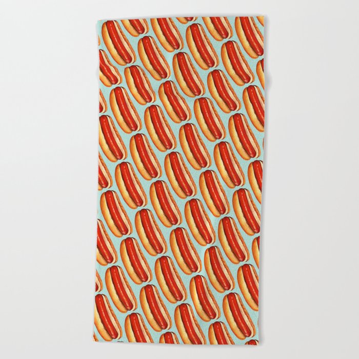 Hot Dog Pattern Beach Towel