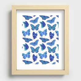 Texas Butterflies – Blue and Teal Pattern Recessed Framed Print