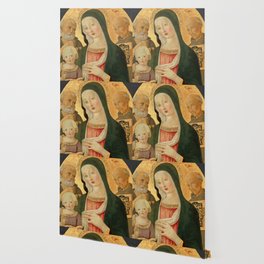 Madonna and Child with Saint Jerome and Saint Bernardino of Siena by Benvenuto di Giovanni Wallpaper