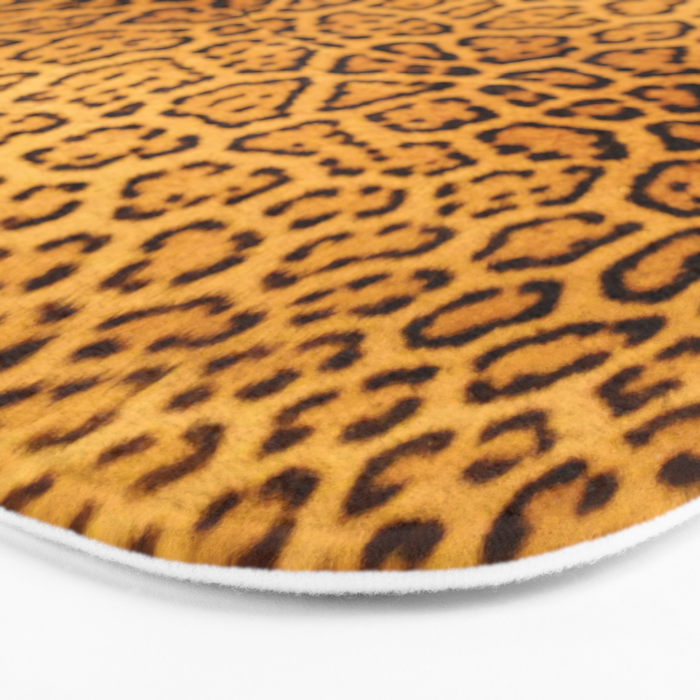 Brown Beige Leopard Animal Print Bath Mat By Katelcardsnmore