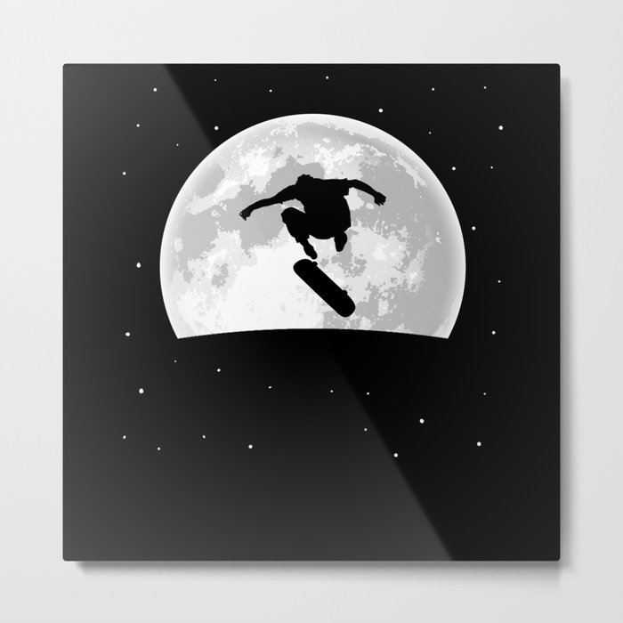 Skateboard Skater Moon Metal Print