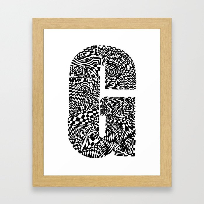 Alphabet Letter G Impact Bold Abstract Pattern (ink drawing) Framed Art Print