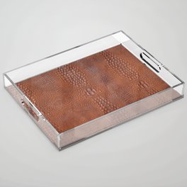Orange brown leather texture background Acrylic Tray