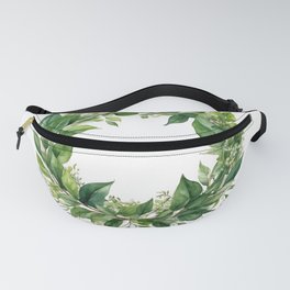 Floral wreath of green leaves Fanny Pack